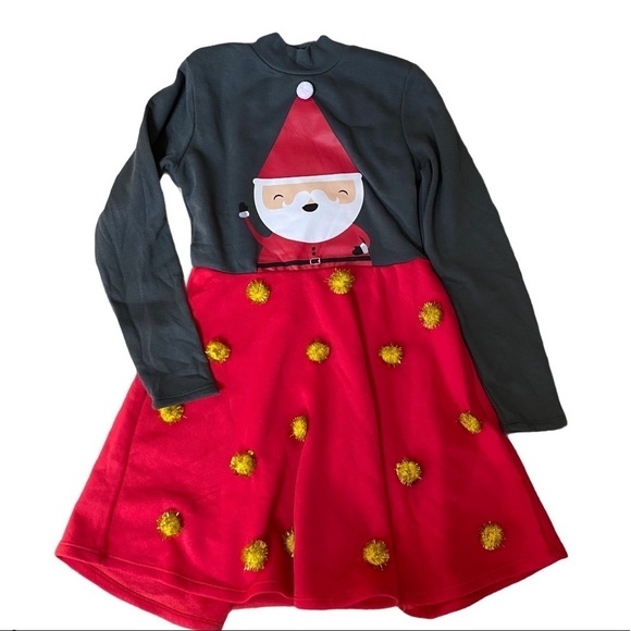 Mighty Fine Santa Pom Pom Dress Sz Small - Picture 3 of 8